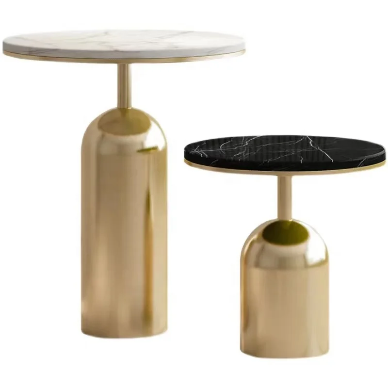 wholesale marble coffee table round High quality movable gold side table circular coffee shop marble top side table