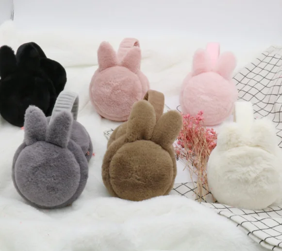 
Hot selling plush fur ear muffs cute rabbit warm winter ear muffs 