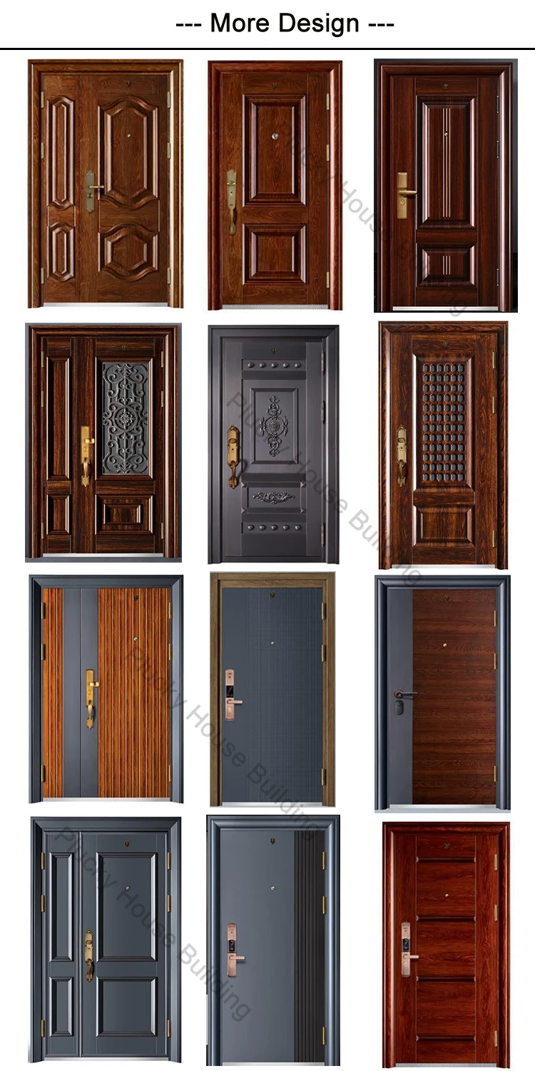 Luxury Design Metal Steel Door Single Double Exterior Front Security Steel Door 