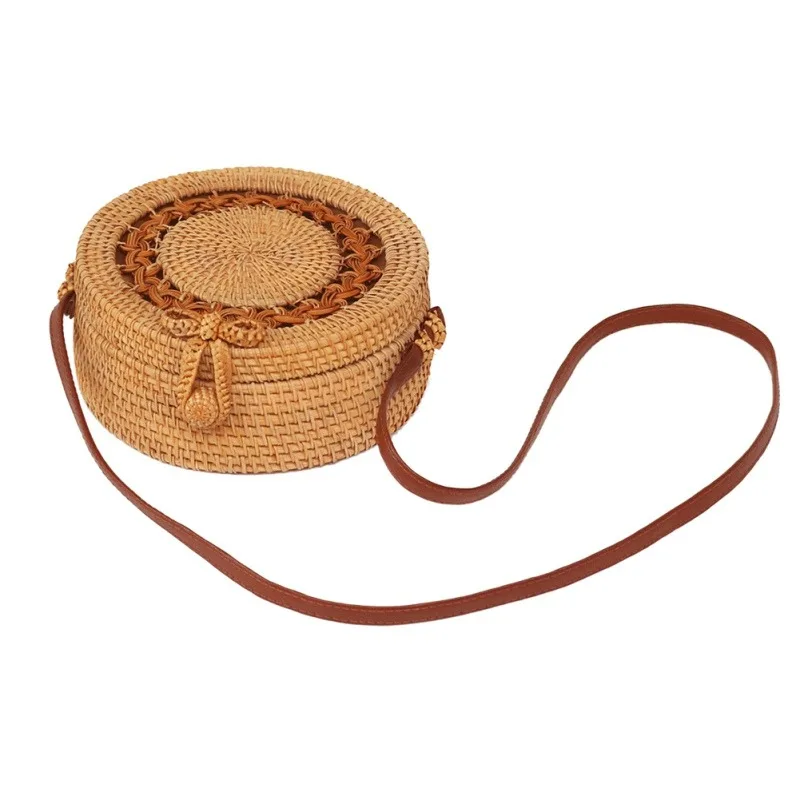 Wholesale Handmade Rattan Beach Bag for Women round Straw Logo Design from Viet Nam Handicrafts for Summer Vacation 2023