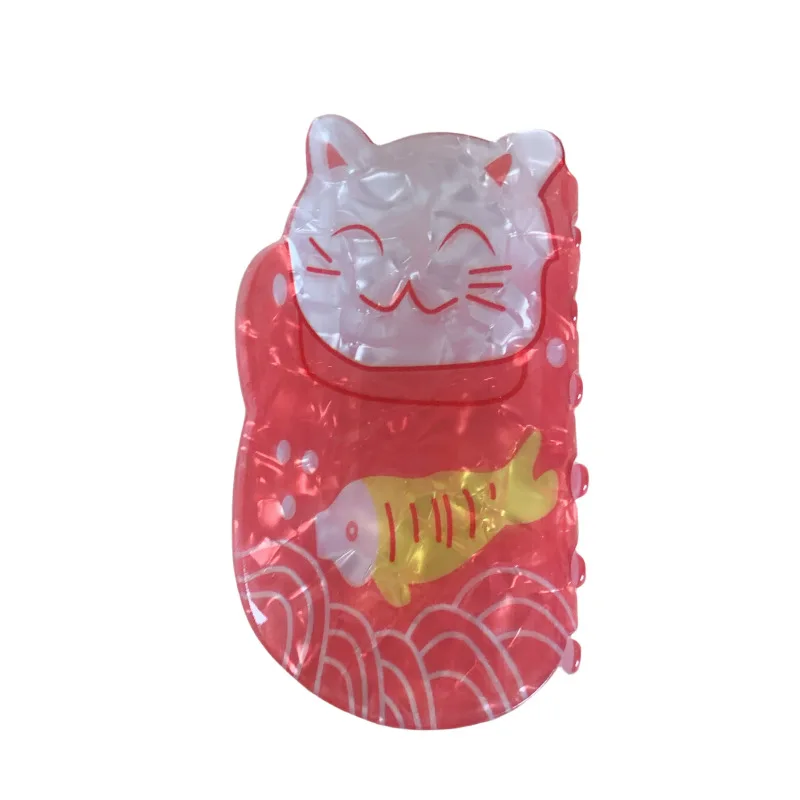 ZHENXIN Korean Lucky Cat Hair Claw Clip Cute Cartoon Girl Shark Clip Acrylic Sweet Hair Claw Clip Accessories