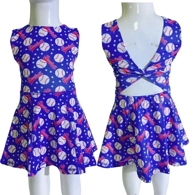 Custom Design Children Kids Elastic Band Ball Pocket Golf Dress Tennis Dress For Girls