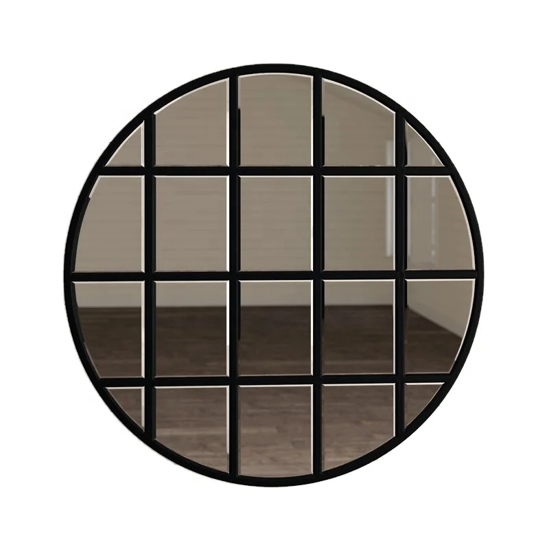 
Wholesale Manufacturer Direct Sales Paralled Window Decorative Framed Metal Round Wall Mirror 