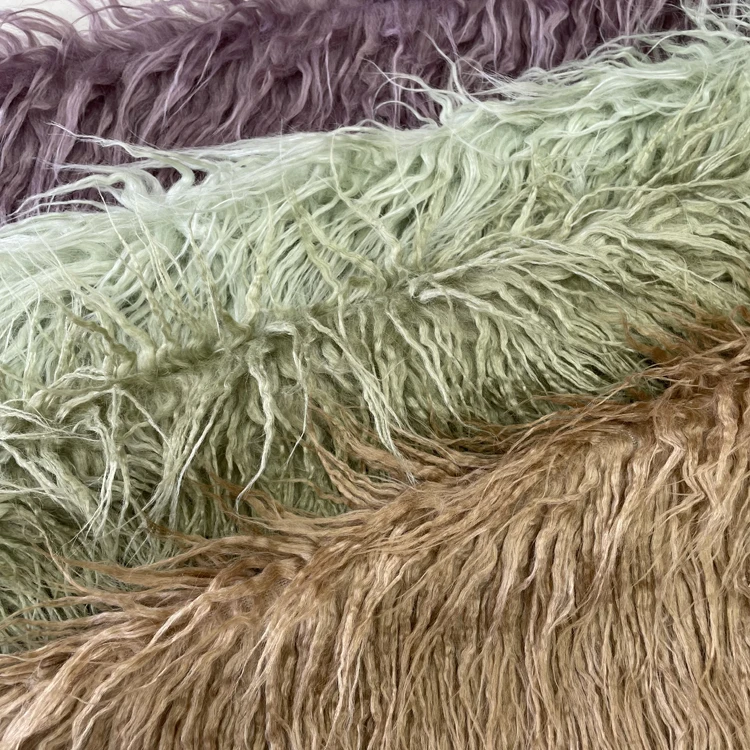 10CM Long pile mongolian curly plush fabric acrylic polyester faux fleece woo fur high quality