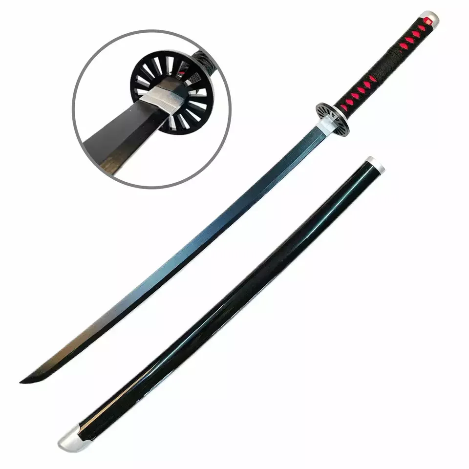 Оптовая продажа деревянный Аниме Убийца демонов Kamado Tanjirou японский самурайский стальной меч обучающее оружие игрушки ручной работы