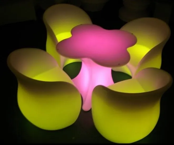 Factory sale cheap plastic tables and chairs rechargeable led bar furniture