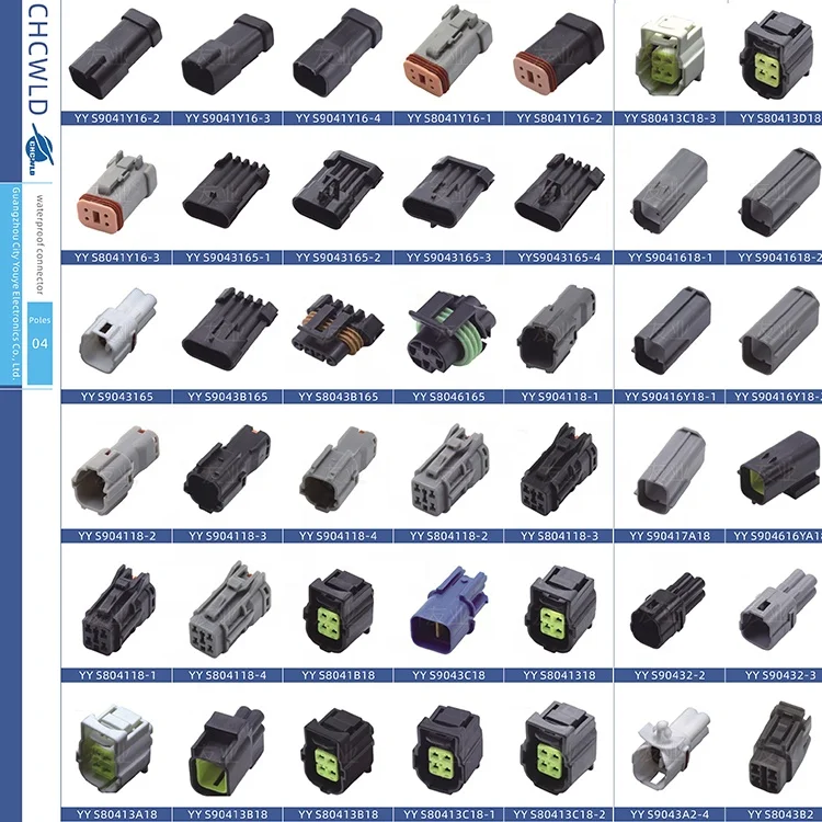 34 pin auto connector tyco 4-1437290-1 pbt Gf30 female sealed wire to wire connectors