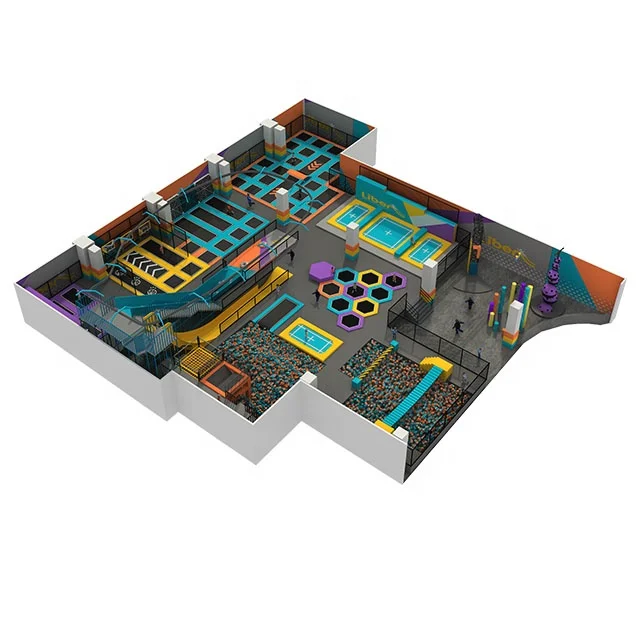 china manufacturer custom children commercial playground indoor Trampoline Games adult adventure pak