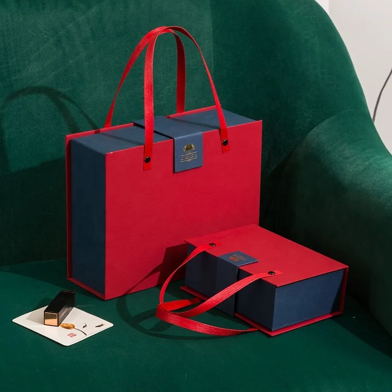 Rigid Cardboard Gift Boxes Gift Packaging Flat Packaging Folding Box With Ribbon And Magnetic Lid