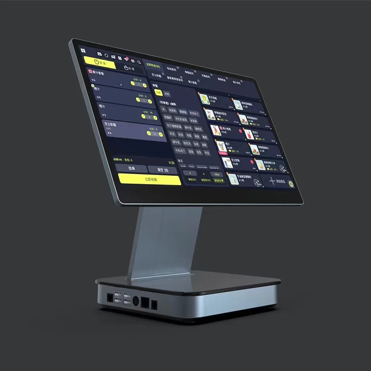 Супермаркет pos системы android 11 ультратонкий узкий Пограничный кассовый аппарат 15 6 дюймов сенсорный двойной экран точки продажи