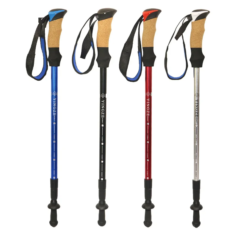 factory direct sales  customize 7075 external lock straight handle outdoor aluminum alloy trekking pole cane trekking cane