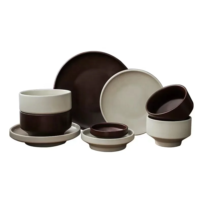 Керамическая посуда под заказ керамическая из реактивной глазури Обеденный набор с чашками тарелки
