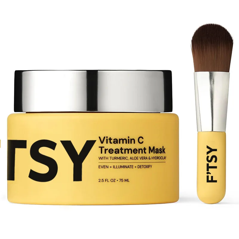 Private Label Vegan Turmetic Aloe Vera Vitamin C Treatment Mask Skin Brightening Organic Clay Mask