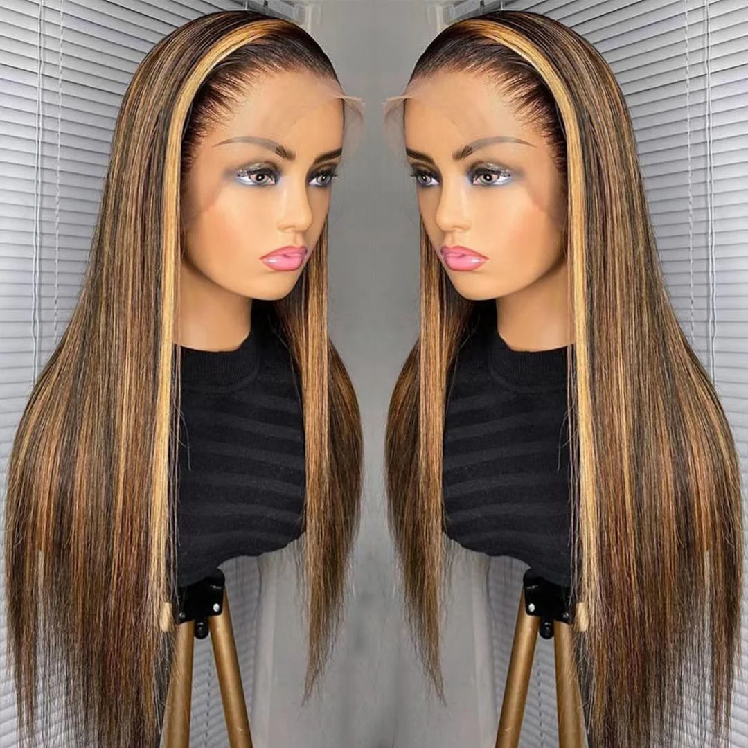 Недорогой парик цвета пианино хайлайтер 1b медово-коричневый цвет прямые человеческие волосы передние парики на сетке фронтальные Hd для черных женщин