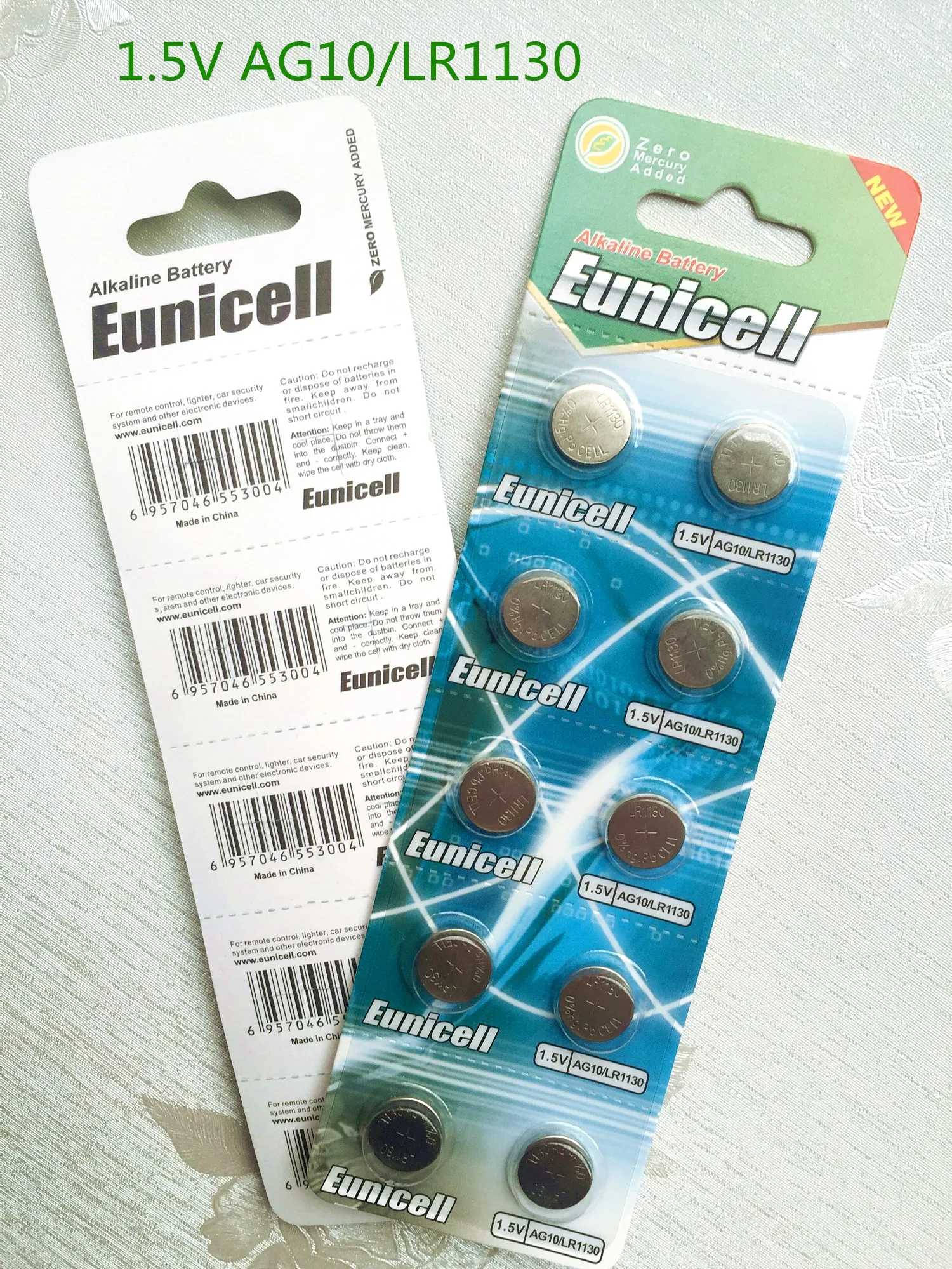 Щелочная кнопочная батарейка Eunicell 0% Hg Pb LR1130 1 5 V AG10 LR54 389 189