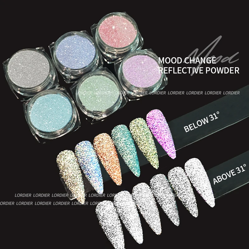 Newest Trend Mood Change Powder Nail Diamond Reflective Glitter Powder For Nail Art