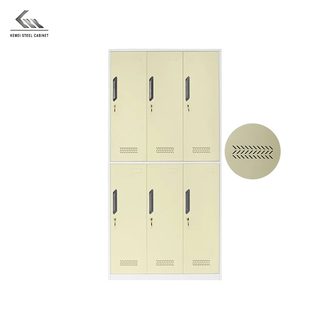6 Door Metal Storage Cabinet Kd Steel Gym Changing Room Locker For Sale