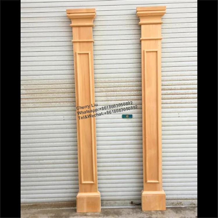 Luxury Villa Home Indoor Decorative Solid Pine Wood Carved Roman  pillar and Columns