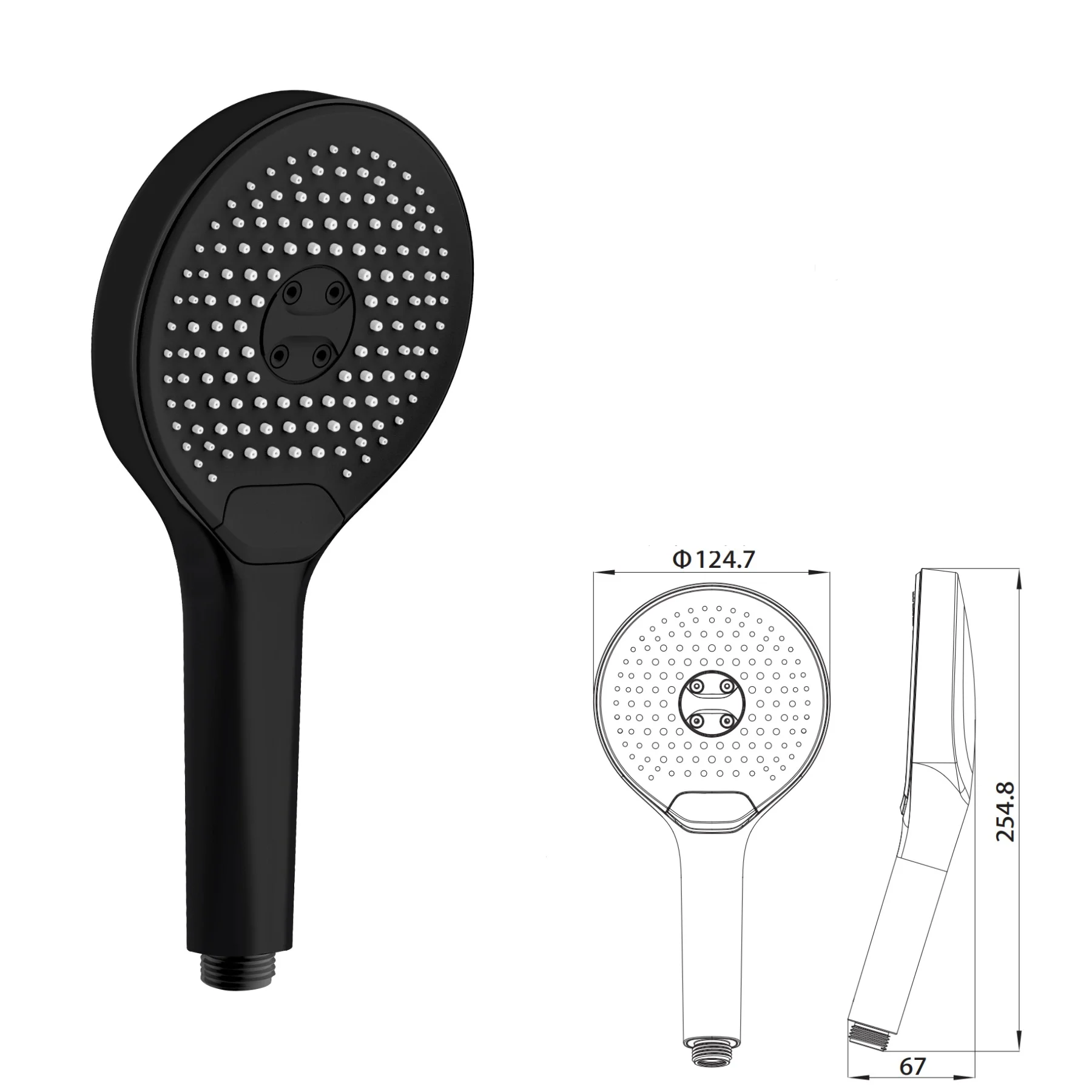 12cm Matte Black Polka Dot Art 3 Ways Hand Shower Head for Bathroom shower bathing
