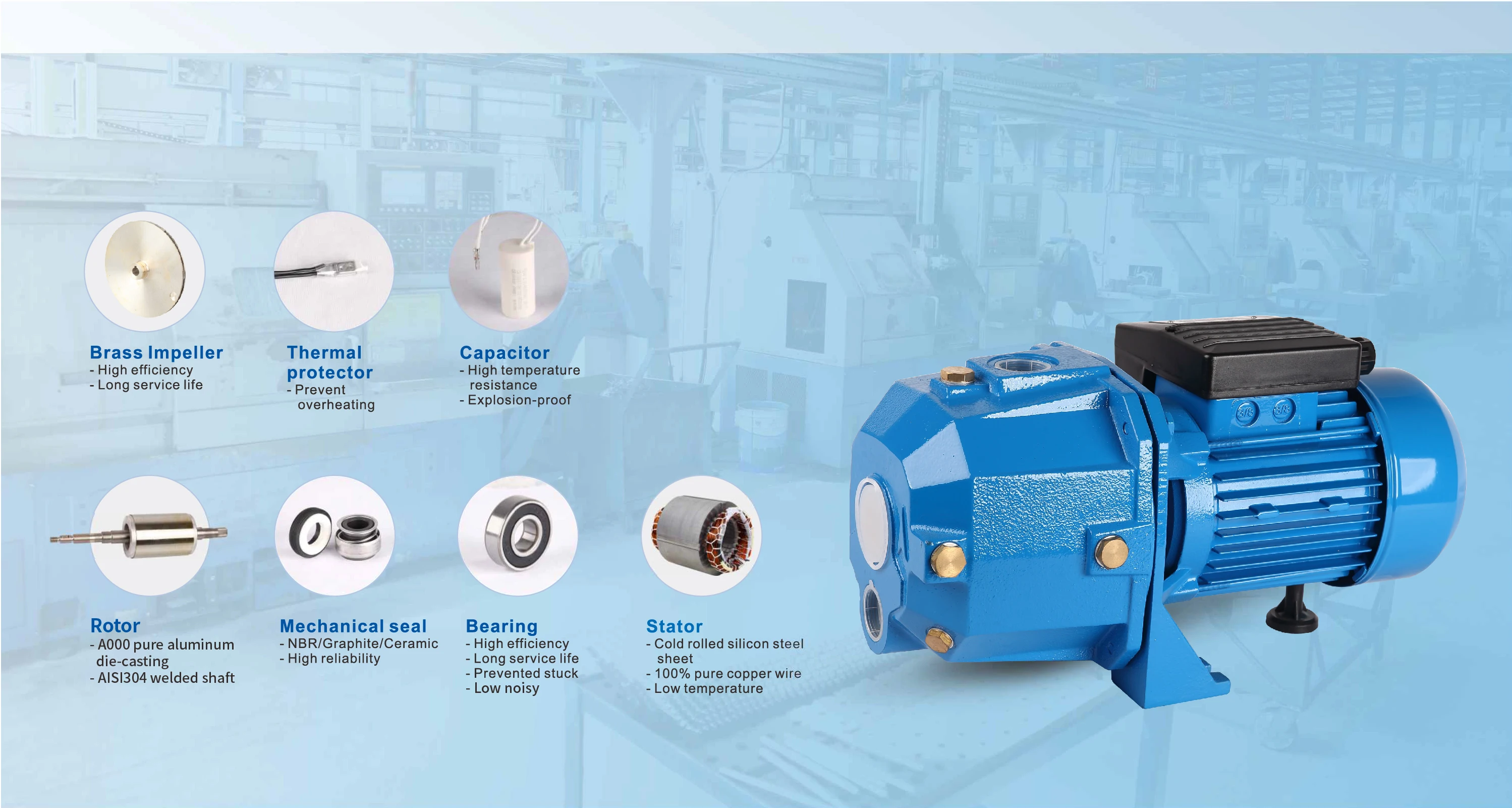 YINJIA Surface Deep Suction High Lift 1hp Shallow Well Jet Water Pump