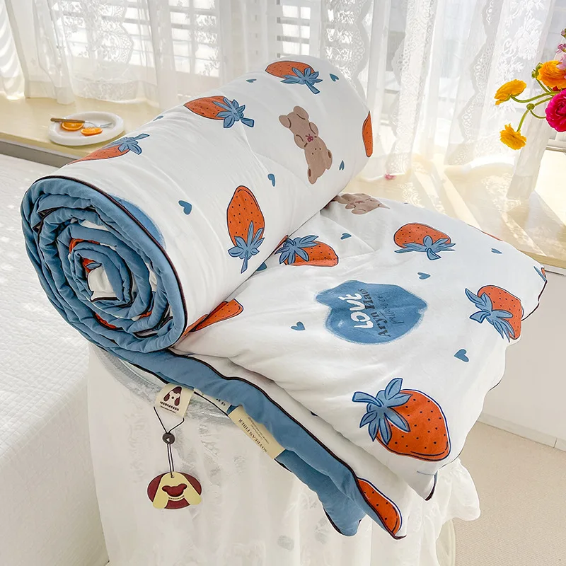 New Cotton Double-layer Gauze Summer Quilt Type Simple Soy Fiber Summer Cooling Quilt Air-conditioning Quilt Machine Washable