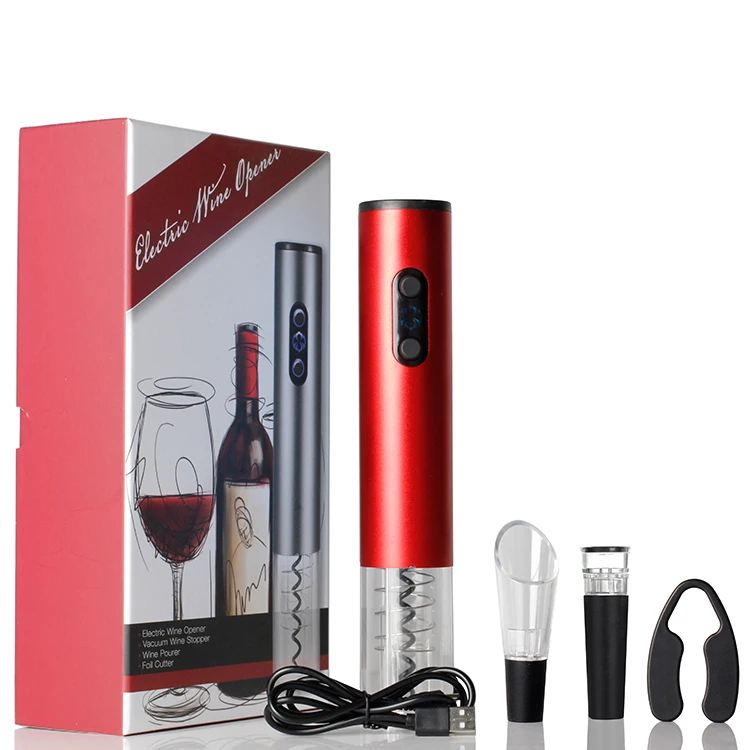 Electric Wine Opener Manufacturer Rechargeable Automatic Electric Wine Bottle Opener Kit With USB Charging 4-in-1 Gift Set