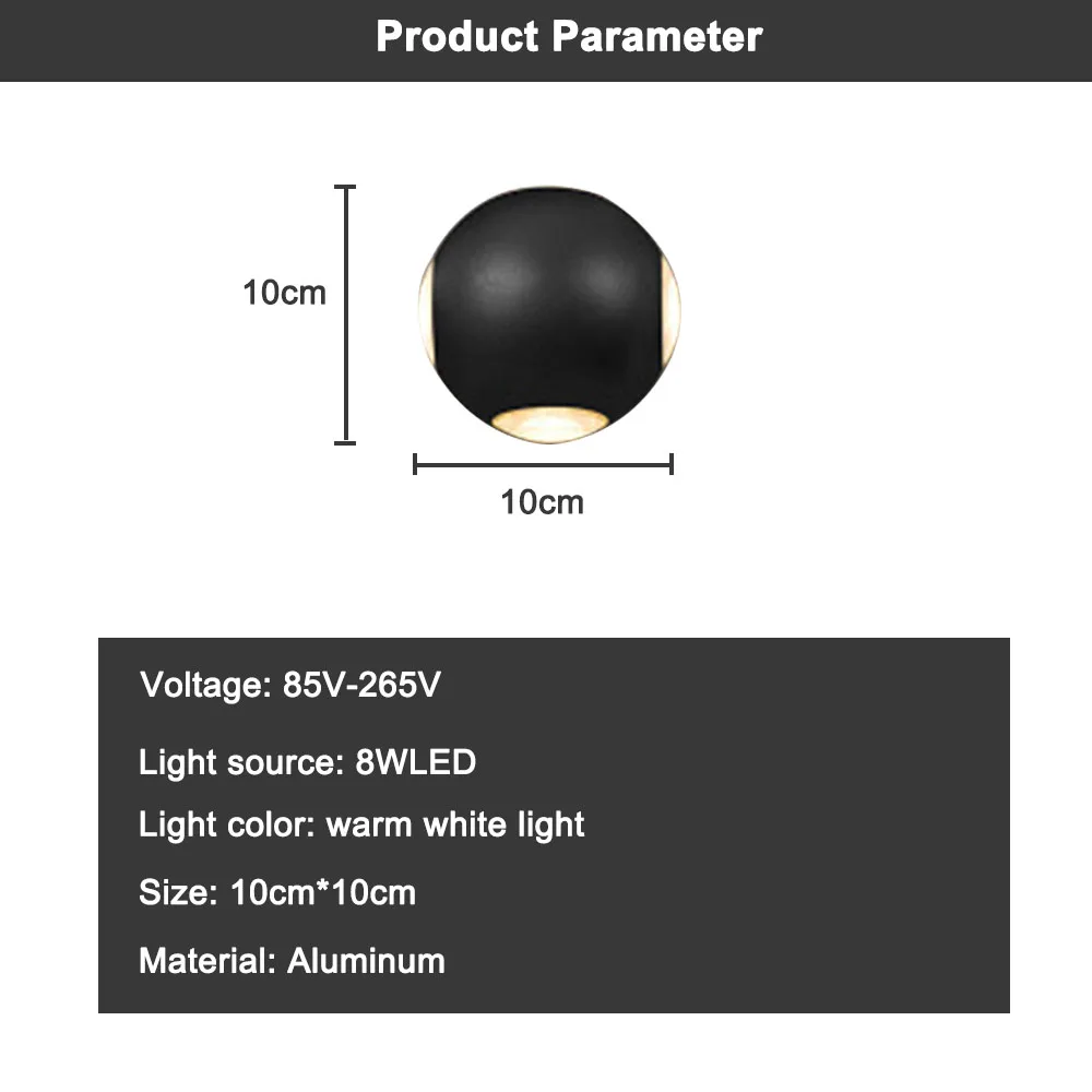 Summao Outdoor Waterproof aluminum Wall Lamp Four-sided Luminous Living Room Corridor Aisle Lamp Round Led Decorative Lamp