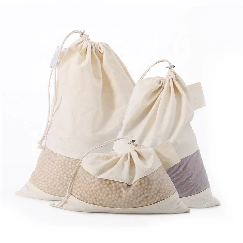 100% пакеты из чистого хлопка с прозрачным окошком для больших партий еды, многоцелевые пакеты с прозрачным окошком, принимаем печать логотипа