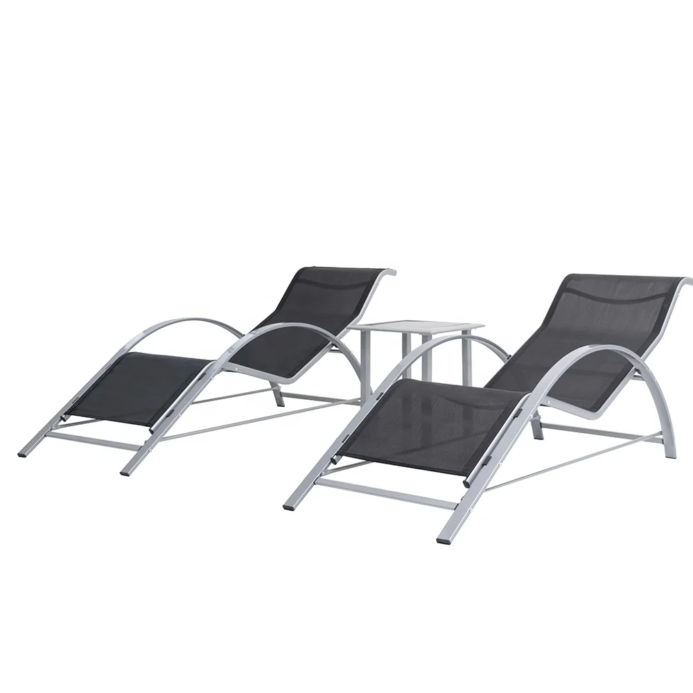 
All Knock-down Outdoor Sunbed Stainless Steel Sun Lounger Pool Lounger with Cushions 