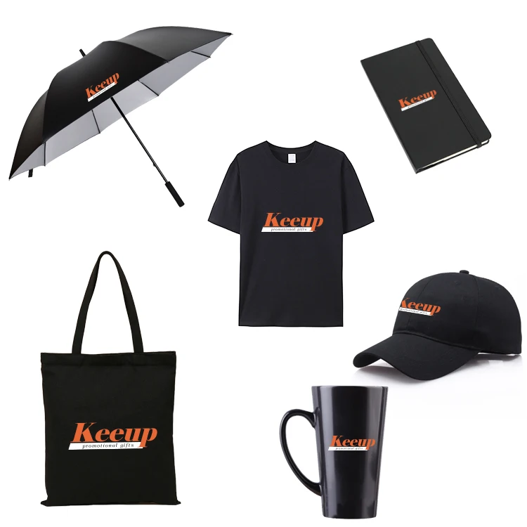 Custom Promotional Corporate Work Gift List Business Cup Umbrella Hat Keychains Bag T Shirt Souvenir Gifts Set