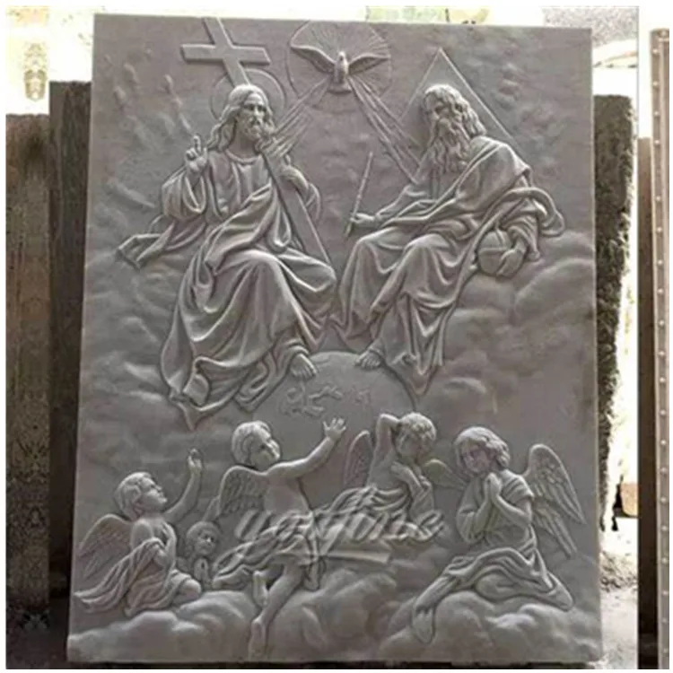 Garden Decoration Marble Carving Angel Child Relief Wall Art Sculpture