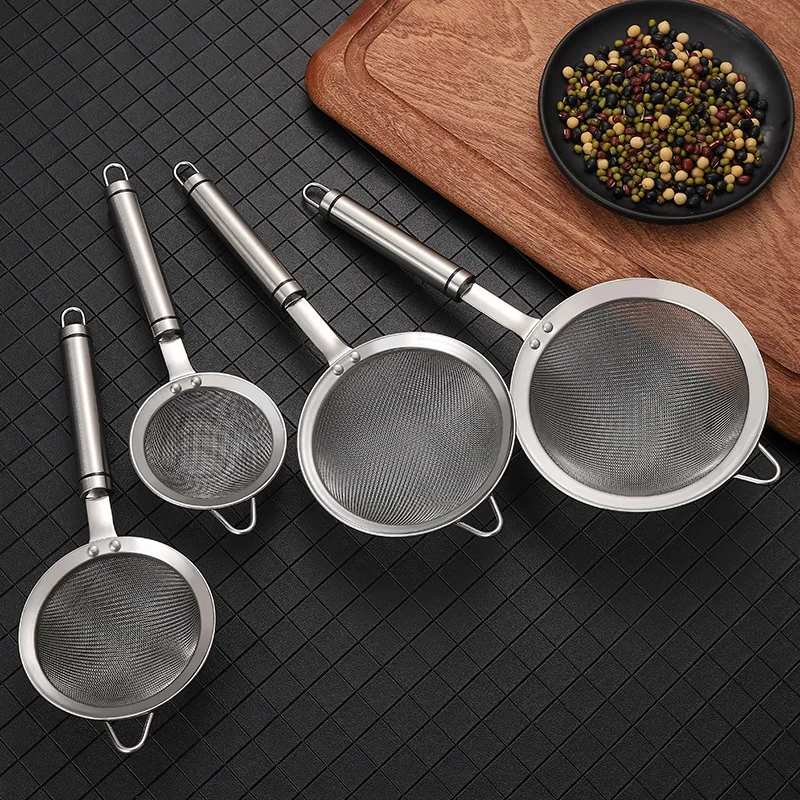 Stainless Steel Fine Mesh Strainers Colander with Handle Sieve Sifter for Food, Tea, Rice, Oil, Noodles, Fruits, Vegetable