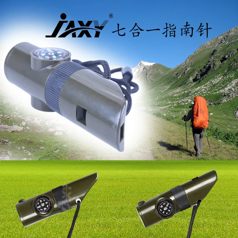 Lifesaving Compass Light Thermometer 7 in 1 Multifunctional Whistle