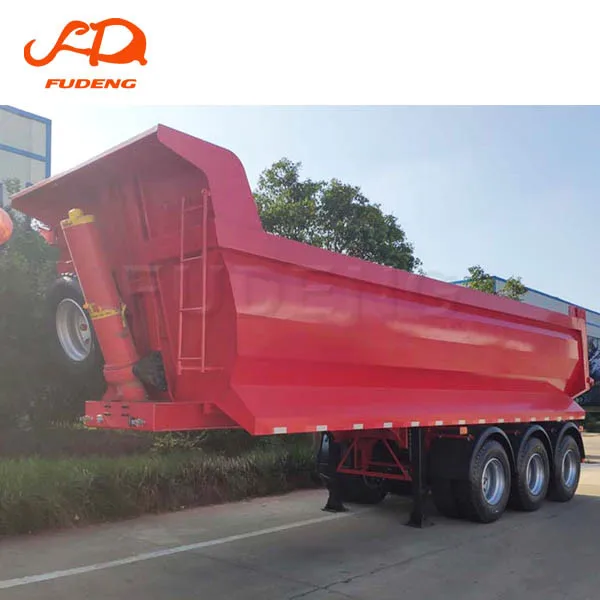 3axle 4axle  45 cubic Hydraulic Rear Dump trailers  U shape 60ton 80ton side tipper box  dump trailer  for sale