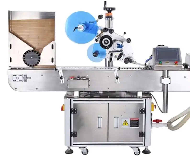 factory Price Automatic Horizontal Sticker Label Applicator Machine for Lip Balm, glue tube, pens, round bottle vials labeller