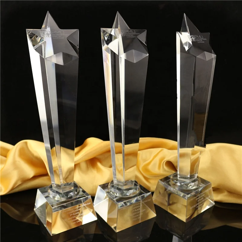Blank Crystal Trophy Award for Souvenir  Star Shaped Award Trophy Crafts/ Customized Crystal K9 Glass Trophy Award Souvenir