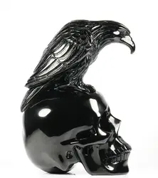 Mr Skull Obsidian Skull  Eagle Sculpture  Hand Carving  Healing Crystals Crystal Crafts