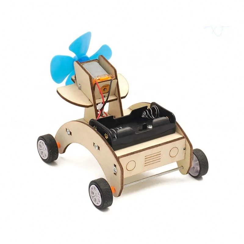Windmill Car DIY Puzzle Self-assembled Battery Aerodynamic Car Model Ballon Homemade Puzzle Pack Wind Power Car Puzzle