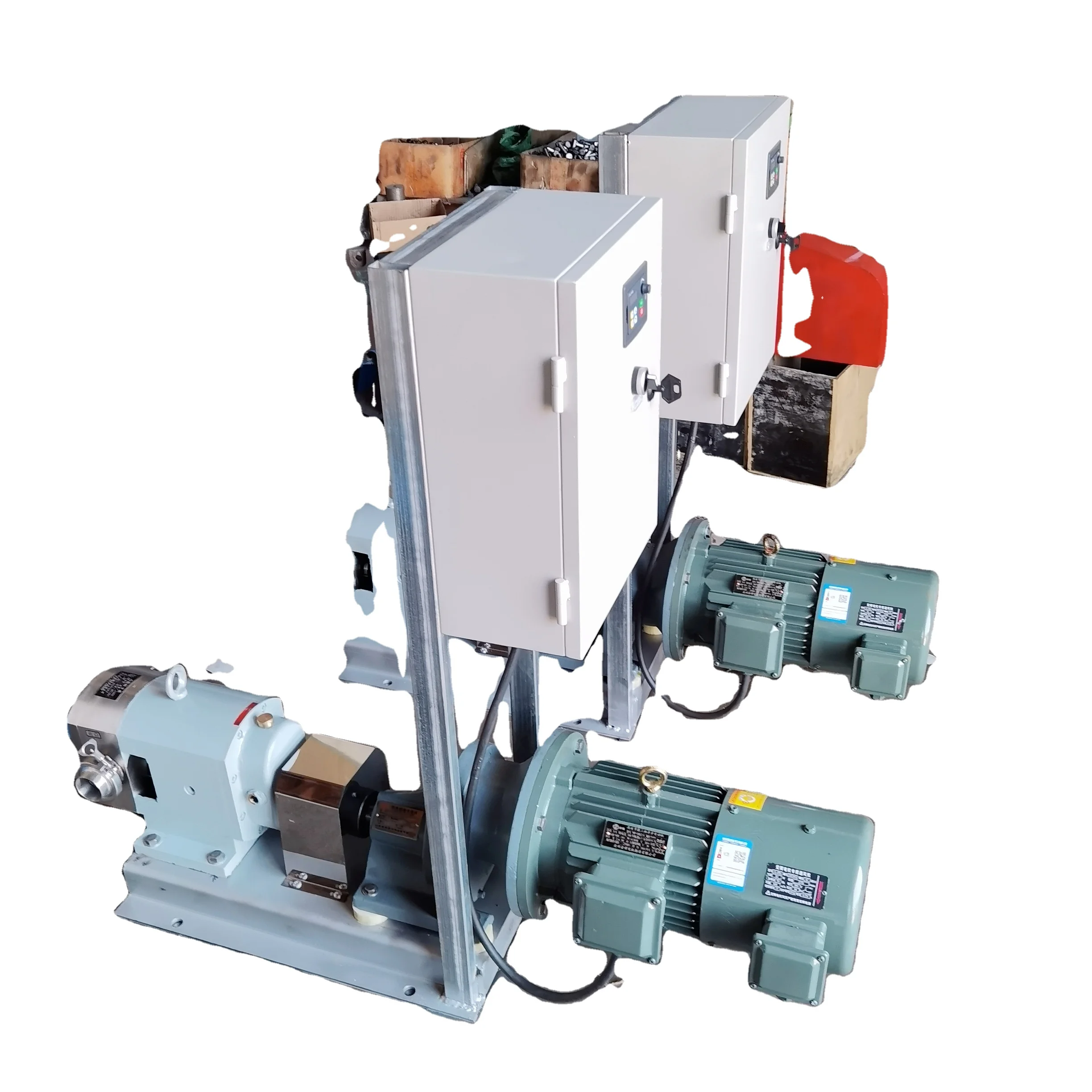 high viscosity rotor lobe pump chocolate ketchup sauces pastes transfer pump with trolley and control