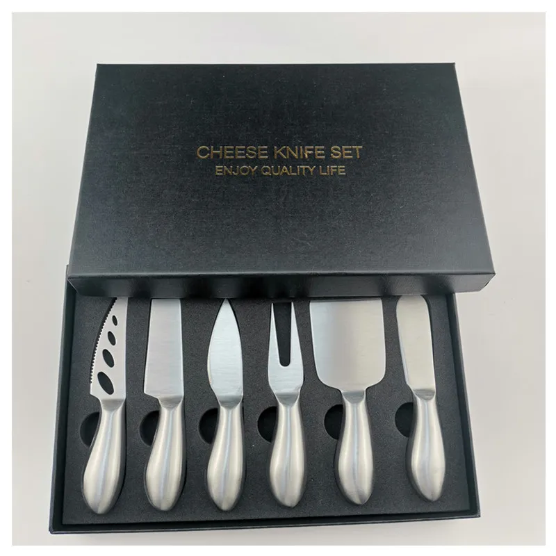 Set of 6 stainless steel butter cheese knives with hollow shank