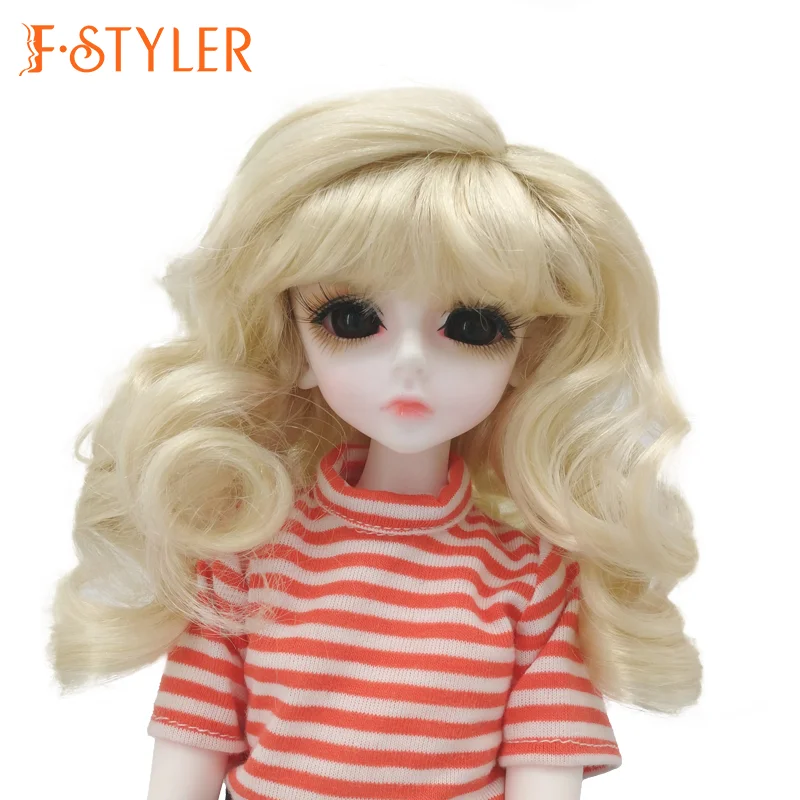 FSTYLER синтетический мохер BJD Блондинка волнистые вьющиеся шелковистые пользовательские оптовые продажи современные куклы аксессуары для кукла волосы парик
