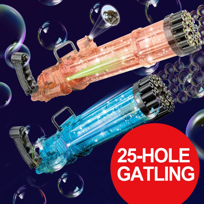 Wholesale High Quality Machine 21 25 Holes Led Bubbles Kids Toys Automatic Soap Gatling Bubble Gun