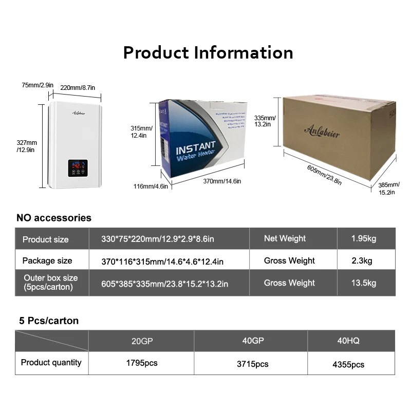 Bathroom tankless shower water heater 8000W 7000W fast instant heating 220V electric water heater