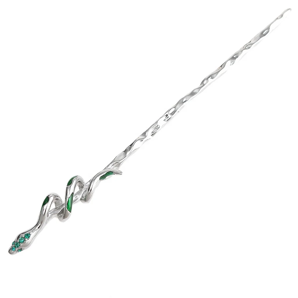 PDANY fashion snake hair chopstick stick metal pin with green rhinestone