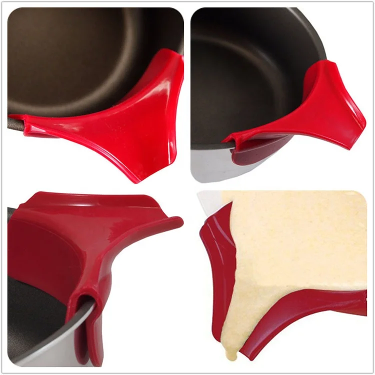 Anti-Spill Silicone Kitchen Accessories Pots Pans Liquid Soup Nozzle Mouth Funnel Pour Soup Spout Edge Deflector Cooking Tool