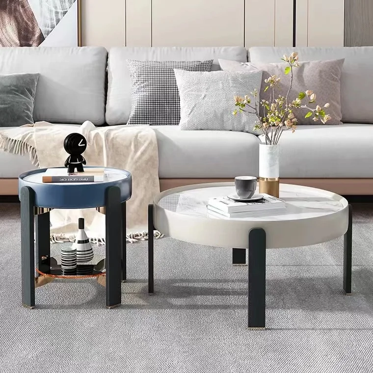 with Marble Texture Wrought Iron Minimalist Office Home Living Room Sofa Furniture Luxury Coffee Table