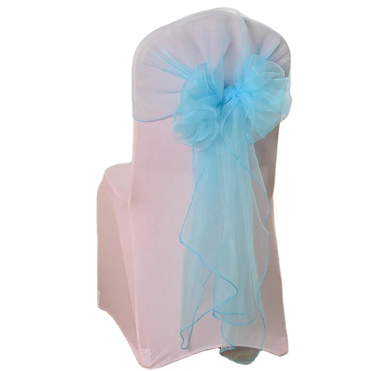 High Quality Sheer Organza Wedding Chair Sashes Chair Hood Sashes For Wedding Event Banquet Suppliers