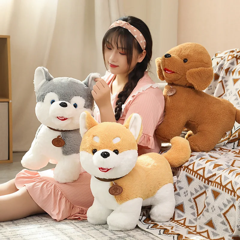 factory direct popular lovely stuffed&plush dogs Husky Corgi Shiba Poodle Teddy Bichon Toys