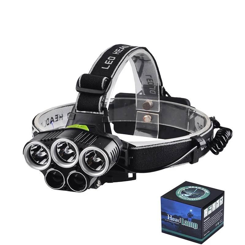 25W 6 Modes Ultra Bright IPX6 Waterproof Infrared 5 Lights LED 1800 Lumen Headlamp USB Rechargeable  Head Torch