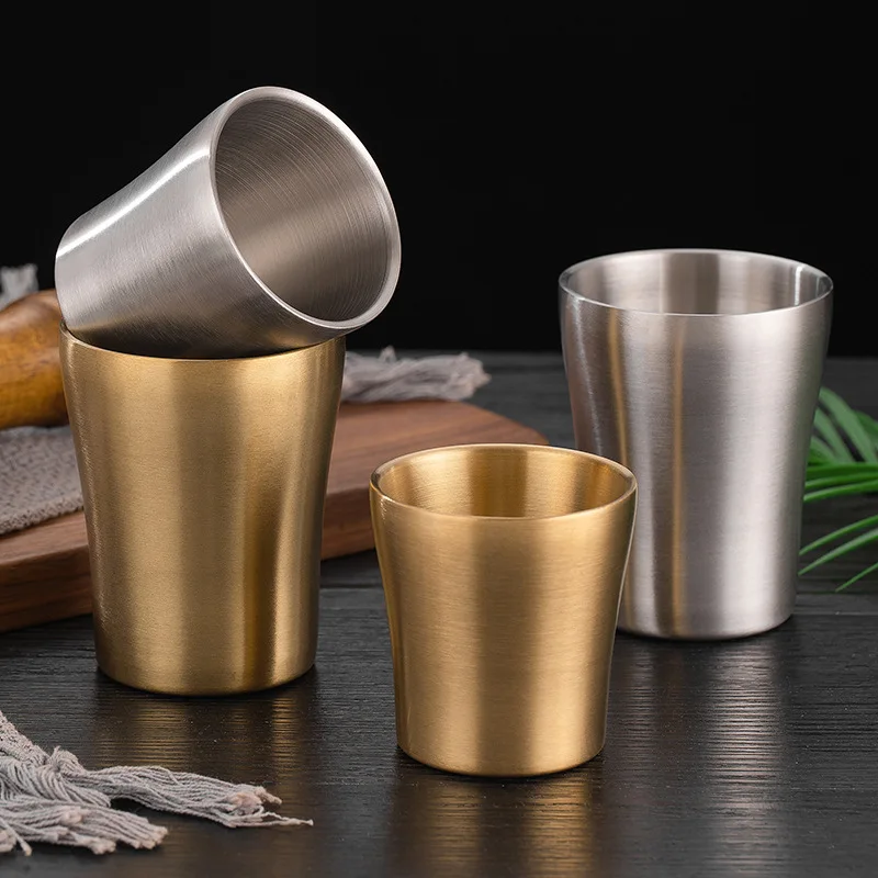 Mug gold metal sublimation custom korean tea water stainless steel double wall coffee cup